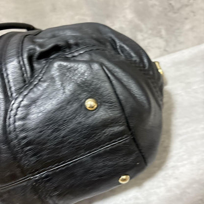 GUCCI Boston Bag Hand Tote Purse Leather Black Authentic