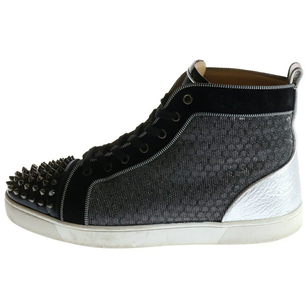Christian Louboutin Sneakers Shoes High-cut Studs EU 43.5 US 10.5 Black Silver