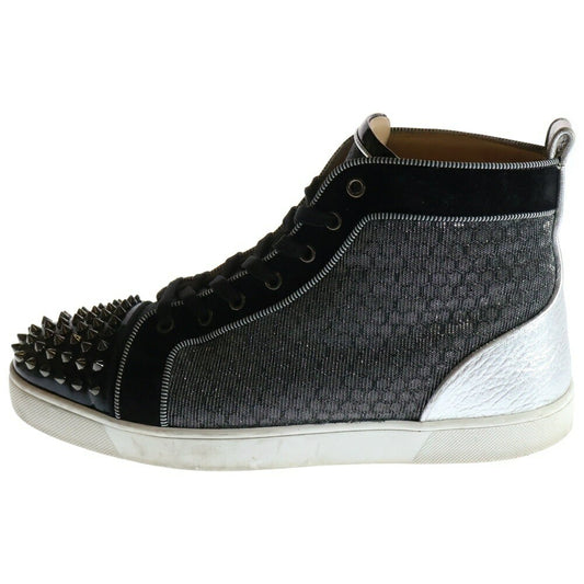 Christian Louboutin Sneakers Shoes High-cut Studs EU 43.5 US 10.5 Black Silver