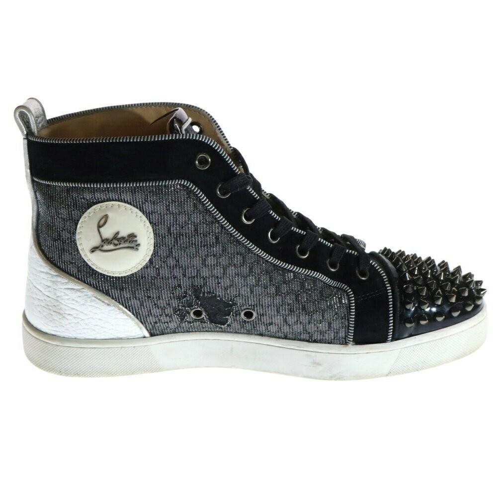Christian Louboutin Sneakers Shoes High-cut Studs EU 43.5 US 10.5 Black Silver
