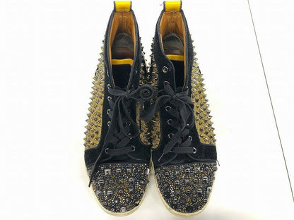 Christian Louboutin Sneakers Shoes High-cut Studs EU 44 US 11 Yellow Authentic