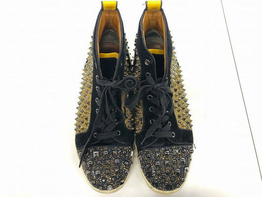 Christian Louboutin Sneakers Shoes High-cut Studs EU 44 US 11 Yellow Authentic