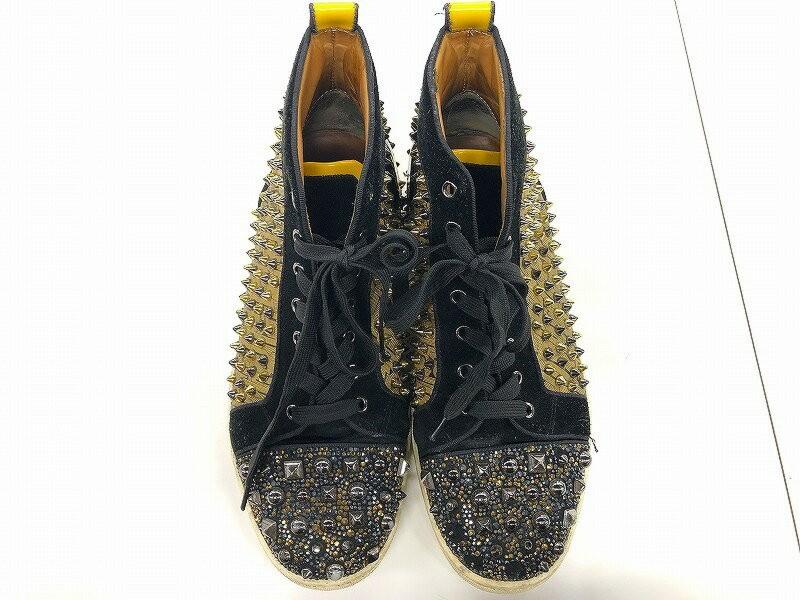 Christian Louboutin Sneakers Shoes High-cut Studs EU 44 US 11 Yellow Authentic