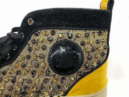 Christian Louboutin Sneakers Shoes High-cut Studs EU 44 US 11 Yellow Authentic