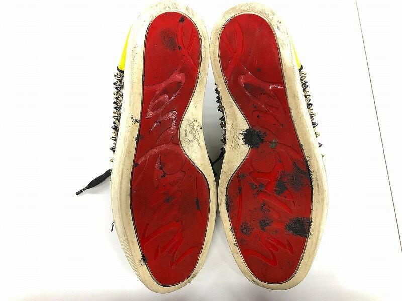 Christian Louboutin Sneakers Shoes High-cut Studs EU 44 US 11 Yellow Authentic
