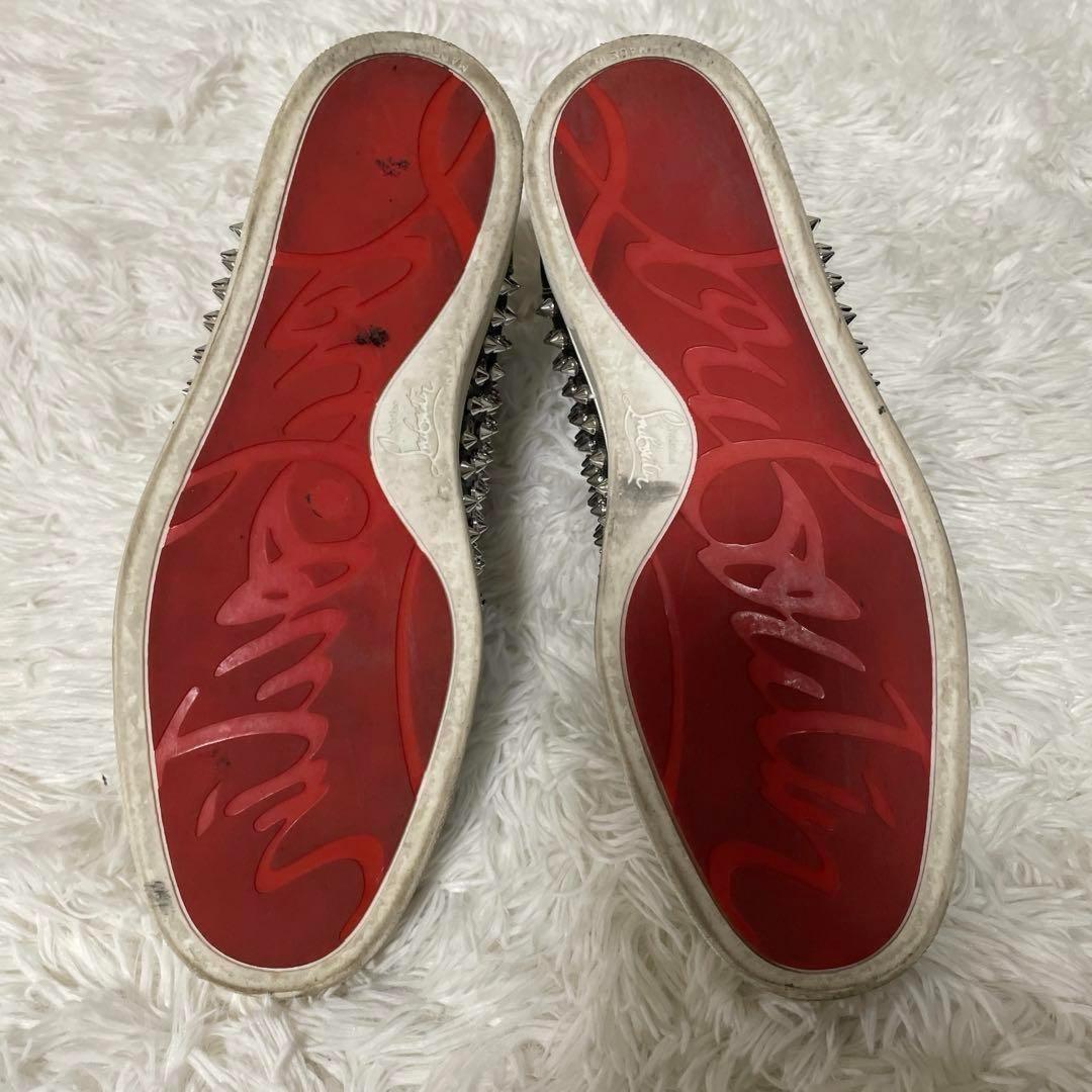 Christian Louboutin Sneakers Shoes High-cut Studs EU 41.5 US 8.5 Silver Auth