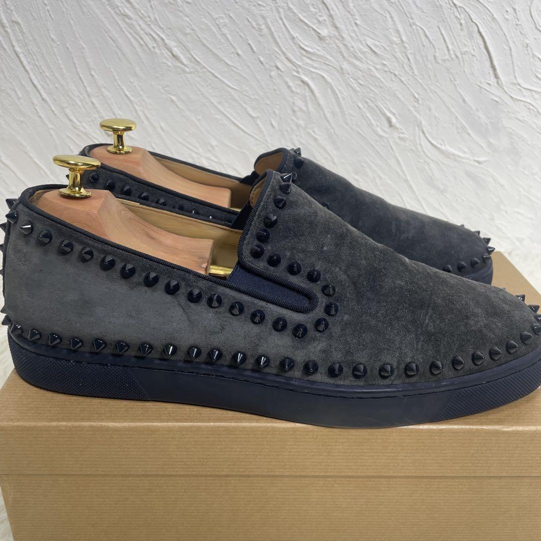 Christian Louboutin Slip-ons Shoes Sneakers Studs EU 43 US 10 Gray Authentic
