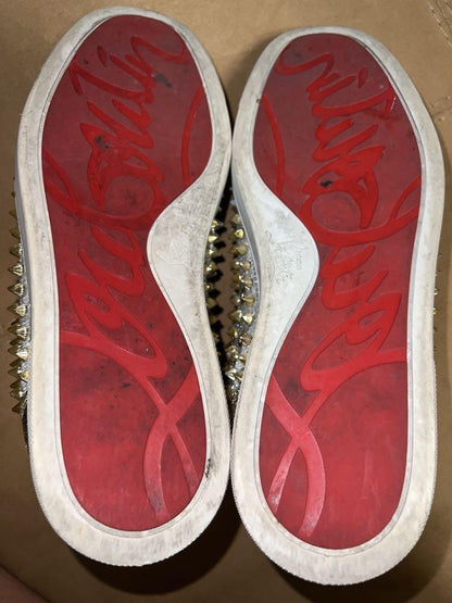 Christian Louboutin Sneakers Shoes High-cut Studs EU 42.5 US 9.5 Silver Gold