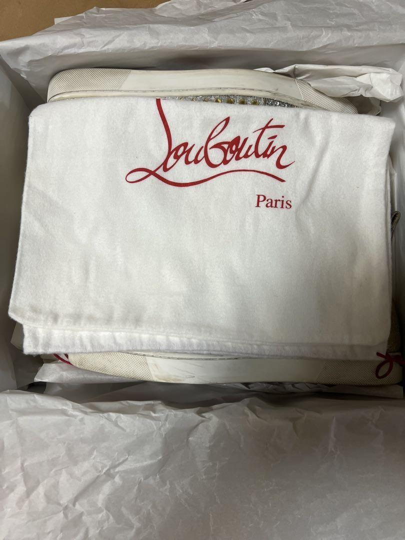 Christian Louboutin Sneakers Shoes High-cut Studs EU 42.5 US 9.5 Silver Gold