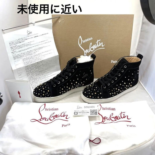 Christian Louboutin Sneakers Shoes High-cut Studs EU 41 US 8 Black Authentic