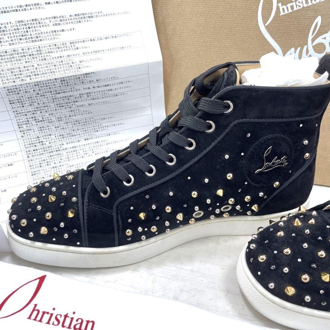 Christian Louboutin Sneakers Shoes High-cut Studs EU 41 US 8 Black Authentic