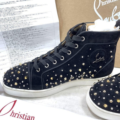Christian Louboutin Sneakers Shoes High-cut Studs EU 41 US 8 Black Authentic