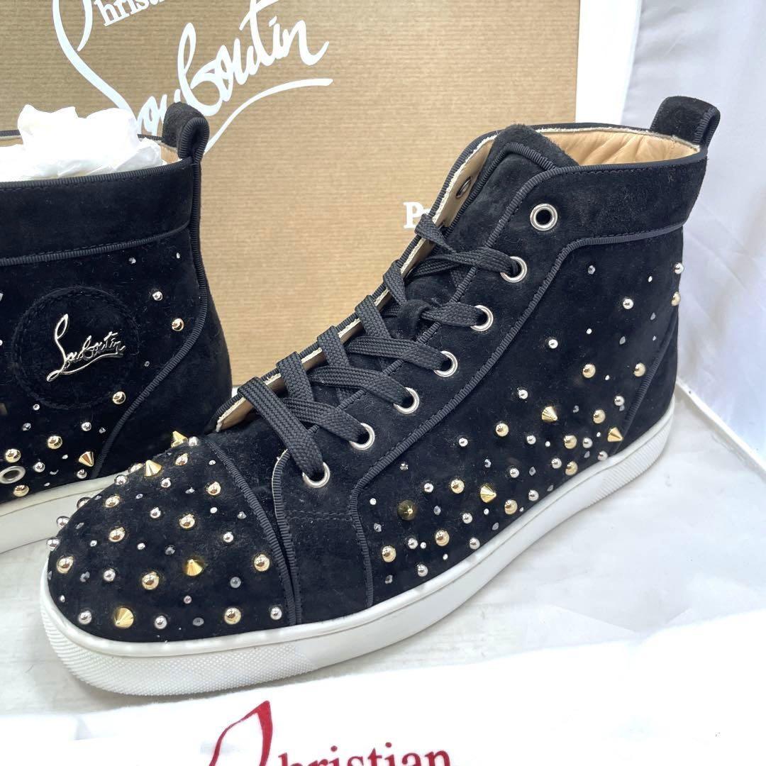 Christian Louboutin Sneakers Shoes High-cut Studs EU 41 US 8 Black Authentic
