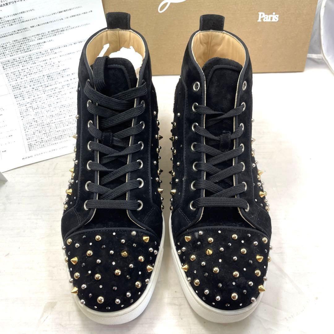 Christian Louboutin Sneakers Shoes High-cut Studs EU 41 US 8 Black Authentic
