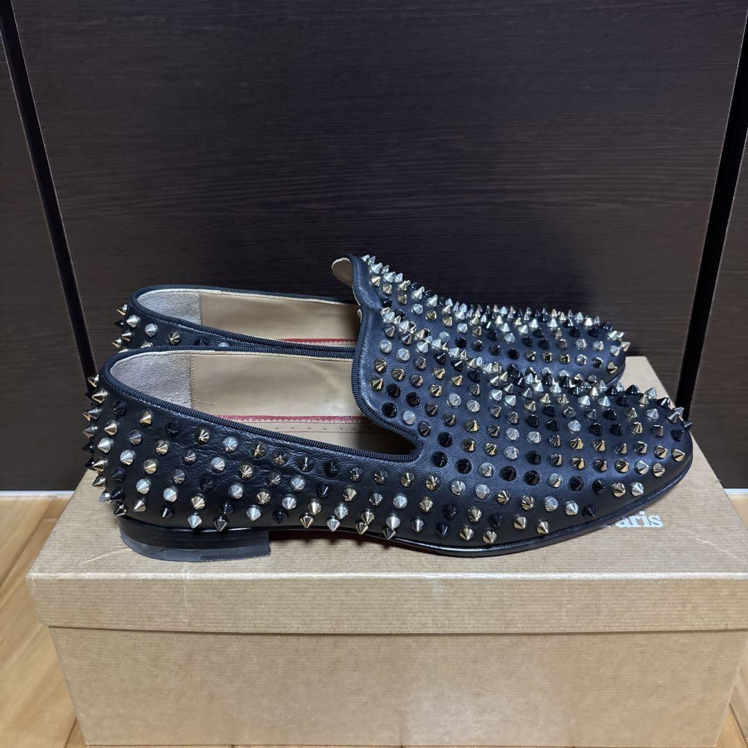 Christian Louboutin Loafers Shoes Studs EU 42.5 US 9.5 Leather Black Authentic