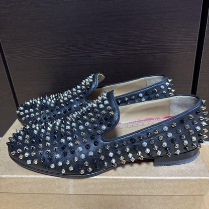 Christian Louboutin Loafers Shoes Studs EU 42.5 US 9.5 Leather Black Authentic