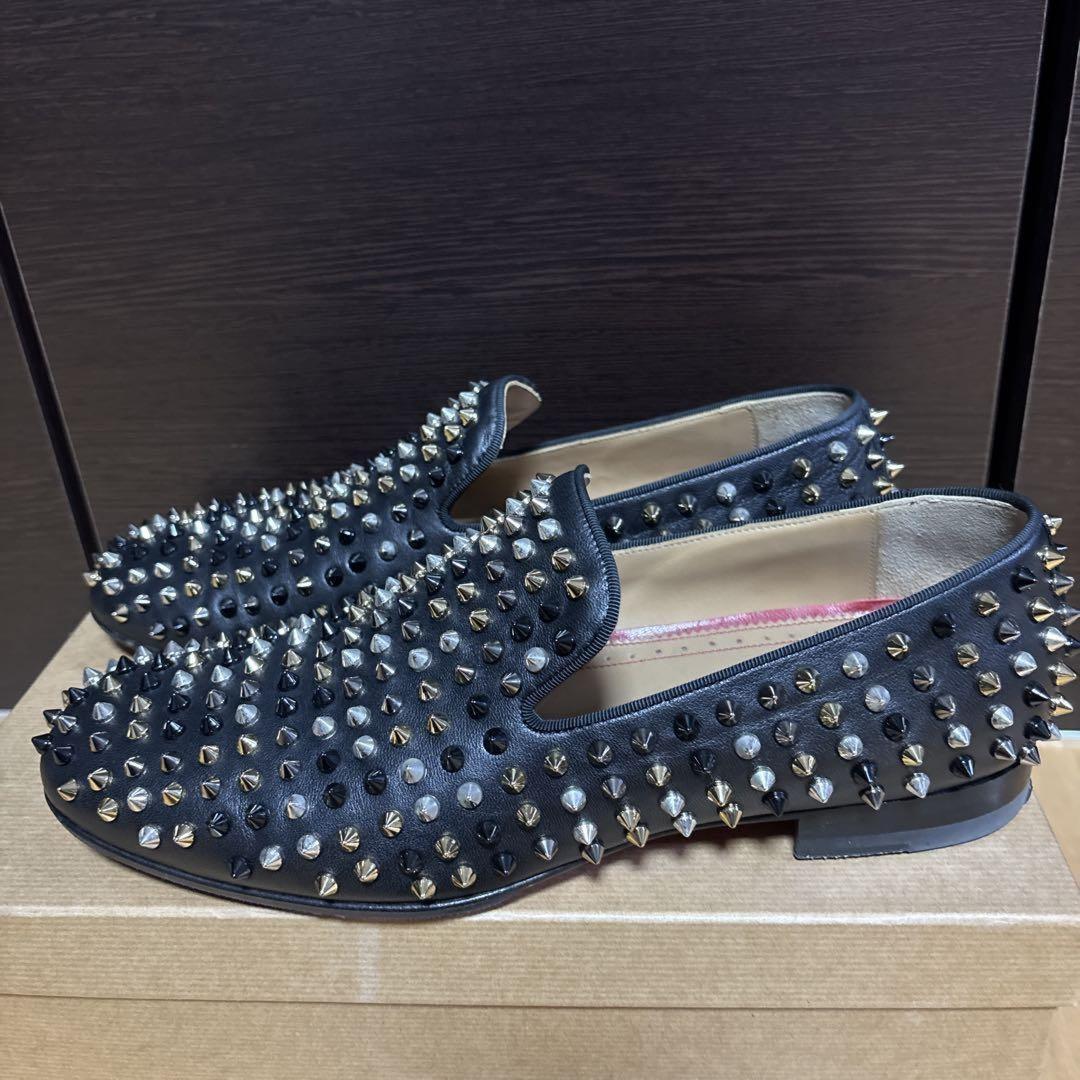 Christian Louboutin Loafers Shoes Studs EU 42.5 US 9.5 Leather Black Authentic