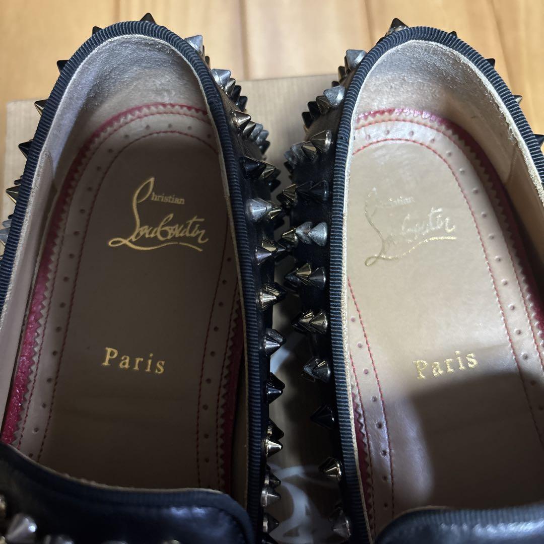 Christian Louboutin Loafers Shoes Studs EU 42.5 US 9.5 Leather Black Authentic