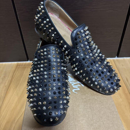 Christian Louboutin Loafers Shoes Studs EU 42.5 US 9.5 Leather Black Authentic