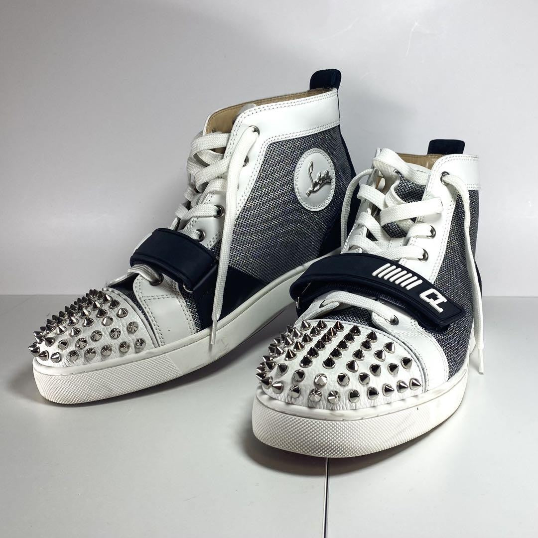 Christian Louboutin LOU SPIKES Sneakers Shoes High-cut Studs EU 42 US 9 Auth