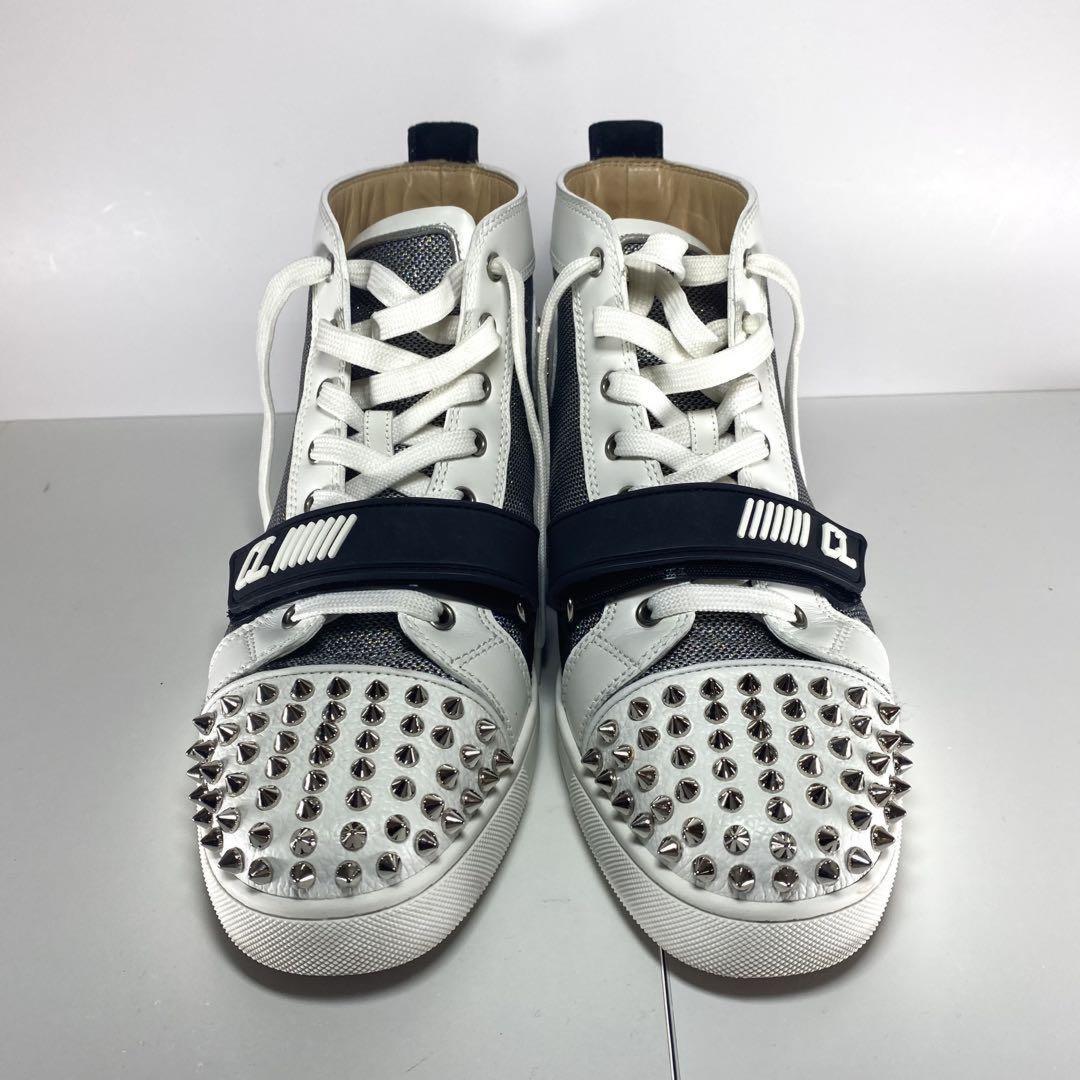 Christian Louboutin LOU SPIKES Sneakers Shoes High-cut Studs EU 42 US 9 Auth