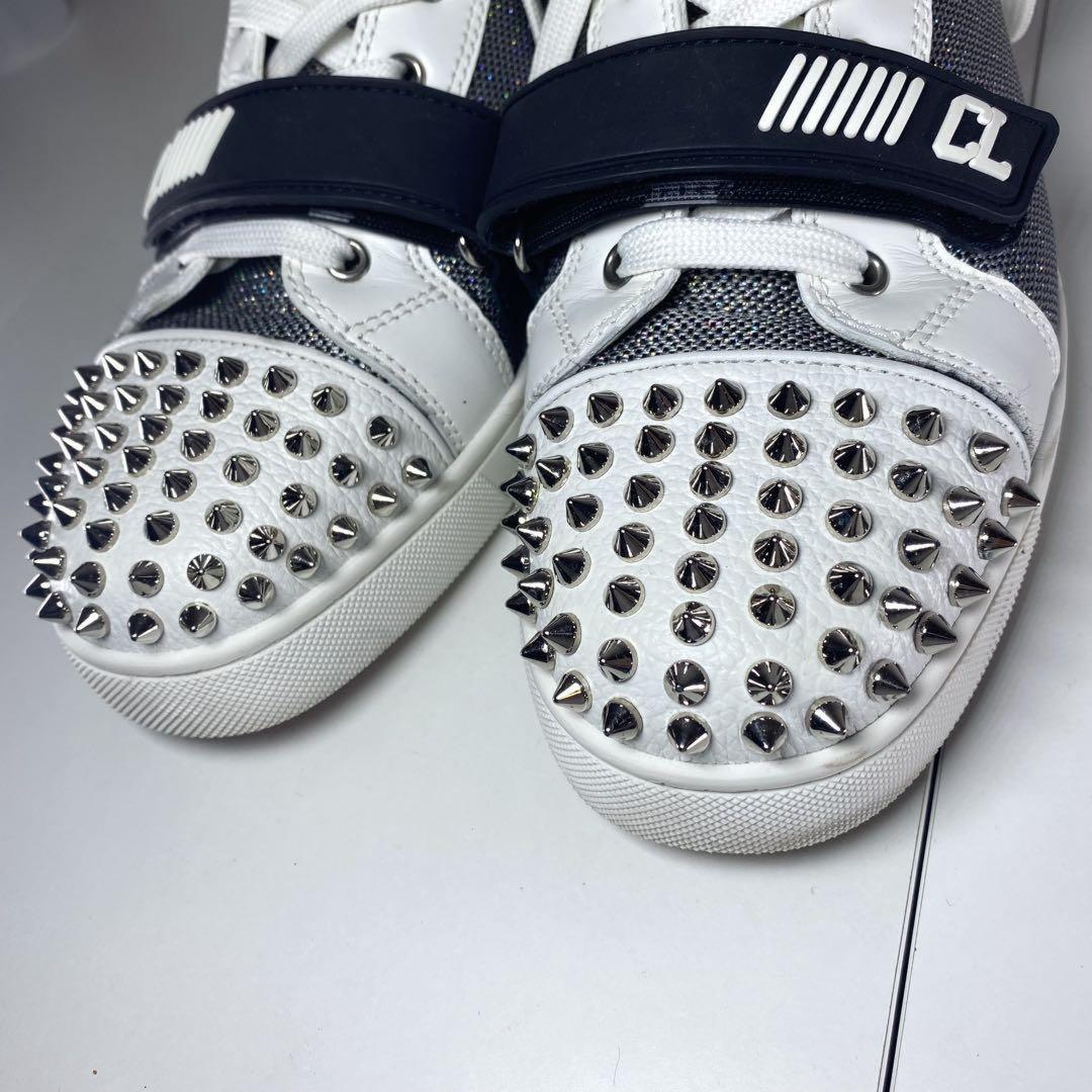 Christian Louboutin LOU SPIKES Sneakers Shoes High-cut Studs EU 42 US 9 Auth