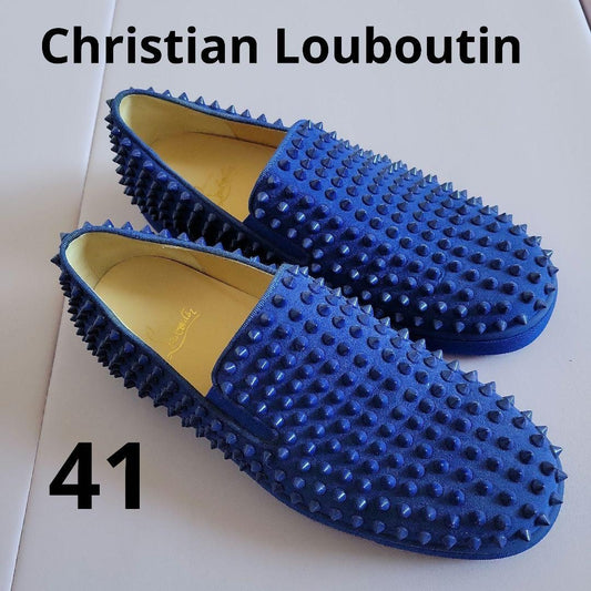 Christian Louboutin Slip-ons Shoes Sneakers Studs EU 41 US 8 Blue Authentic