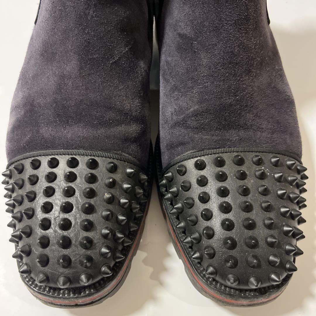Christian Louboutin Short Boots Shoes Studs EU 41.0 US 8.0 Suede Black Authentic