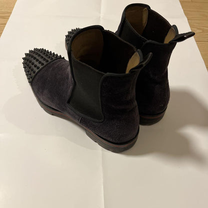 Christian Louboutin Short Boots Shoes Studs EU 41.0 US 8.0 Suede Black Authentic