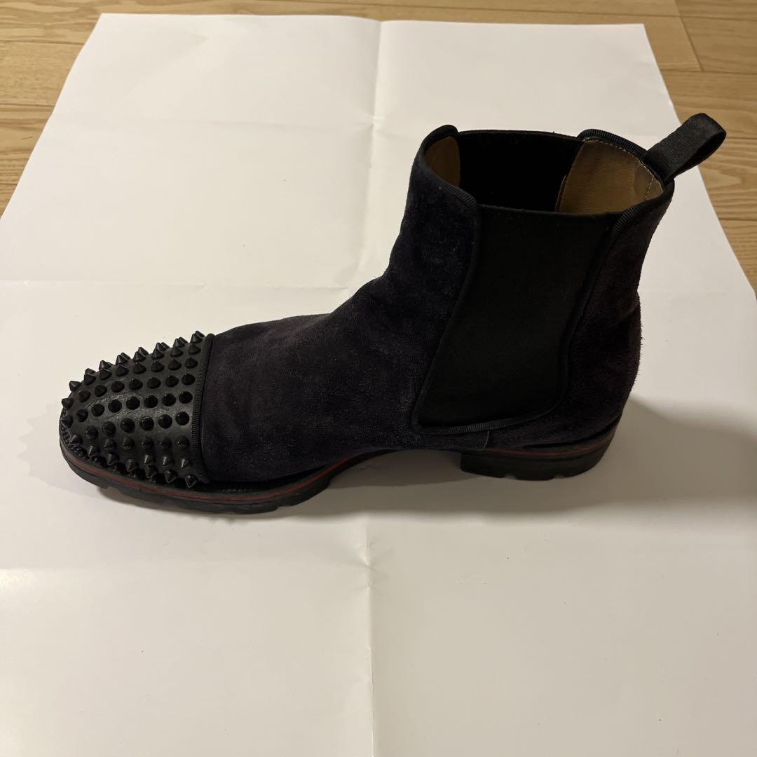 Christian Louboutin Short Boots Shoes Studs EU 41.0 US 8.0 Suede Black Authentic