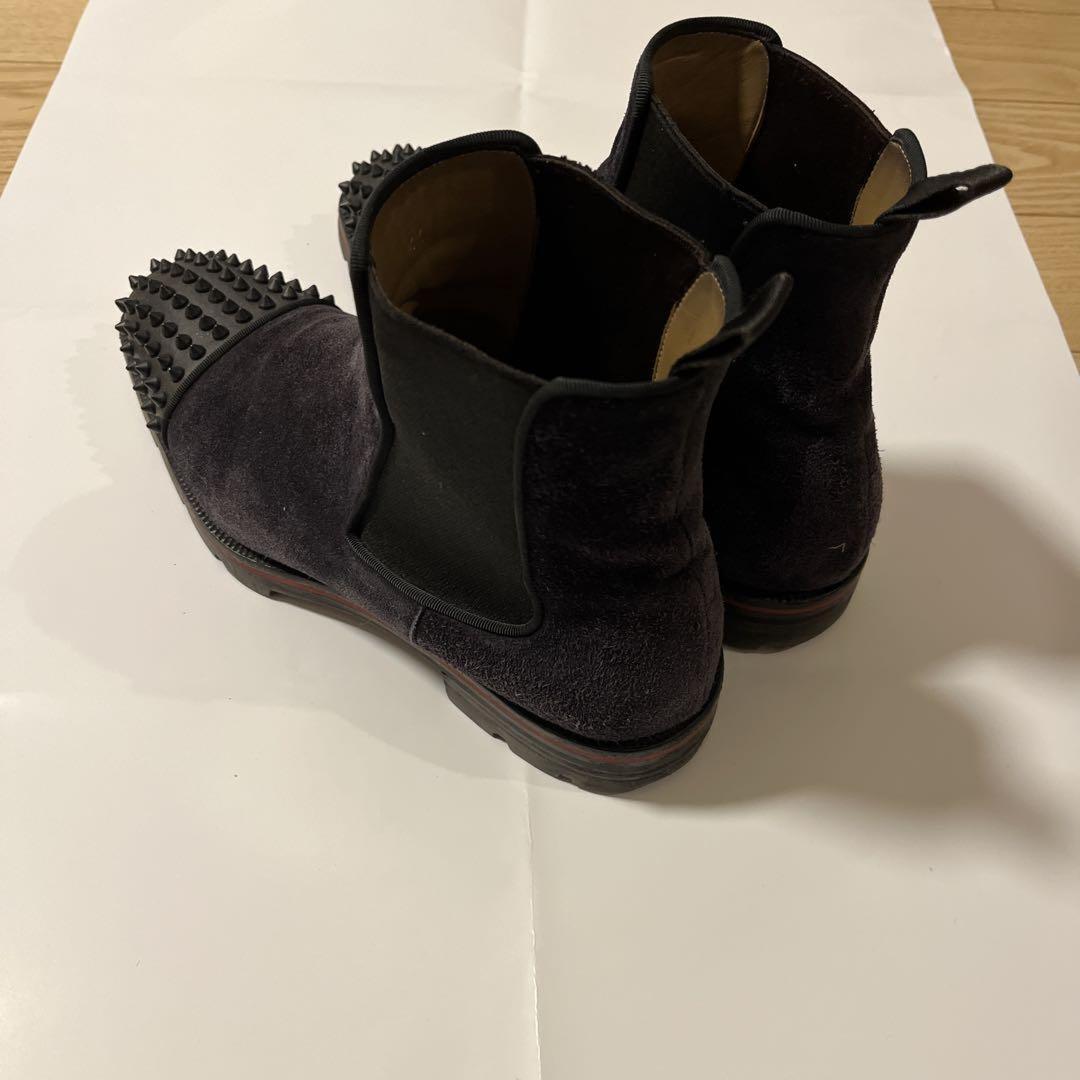 Christian Louboutin Short Boots Shoes Studs EU 41.0 US 8.0 Suede Black Authentic