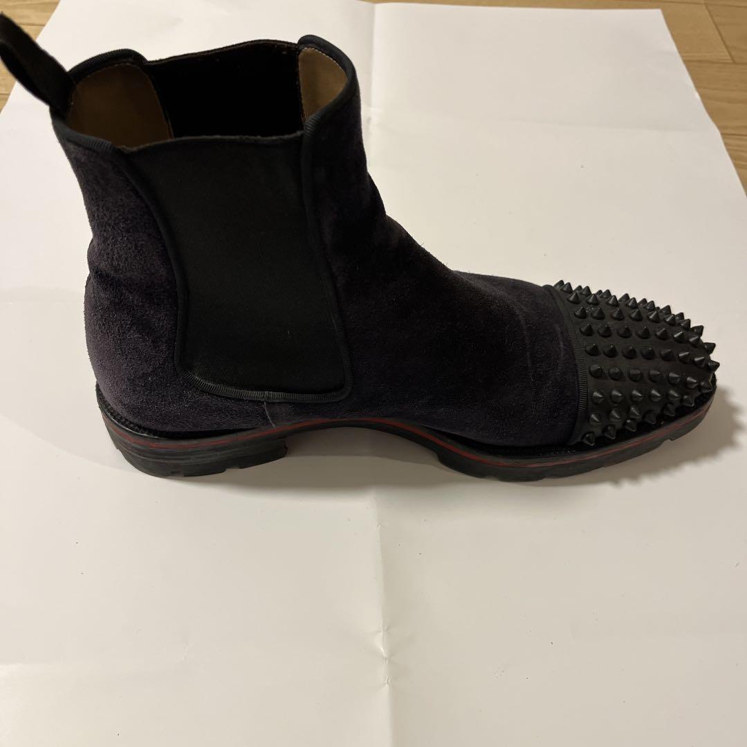 Christian Louboutin Short Boots Shoes Studs EU 41.0 US 8.0 Suede Black Authentic