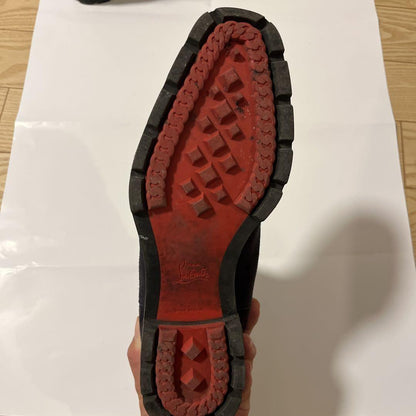 Christian Louboutin Short Boots Shoes Studs EU 41.0 US 8.0 Suede Black Authentic
