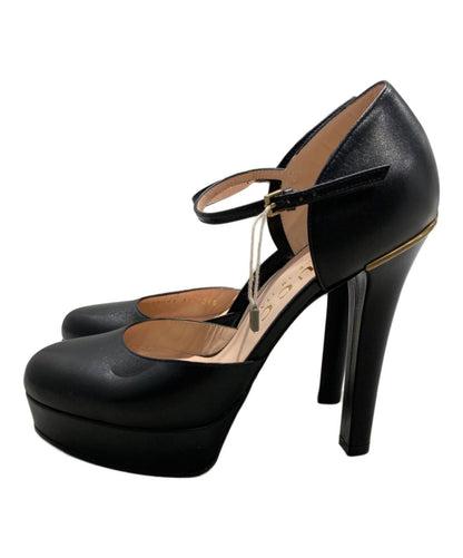 GUCCI Shoes Pumps Heel ankle strap EU 37.5 US 7.5 Black Authentic