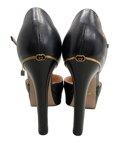 GUCCI Shoes Pumps Heel ankle strap EU 37.5 US 7.5 Black Authentic