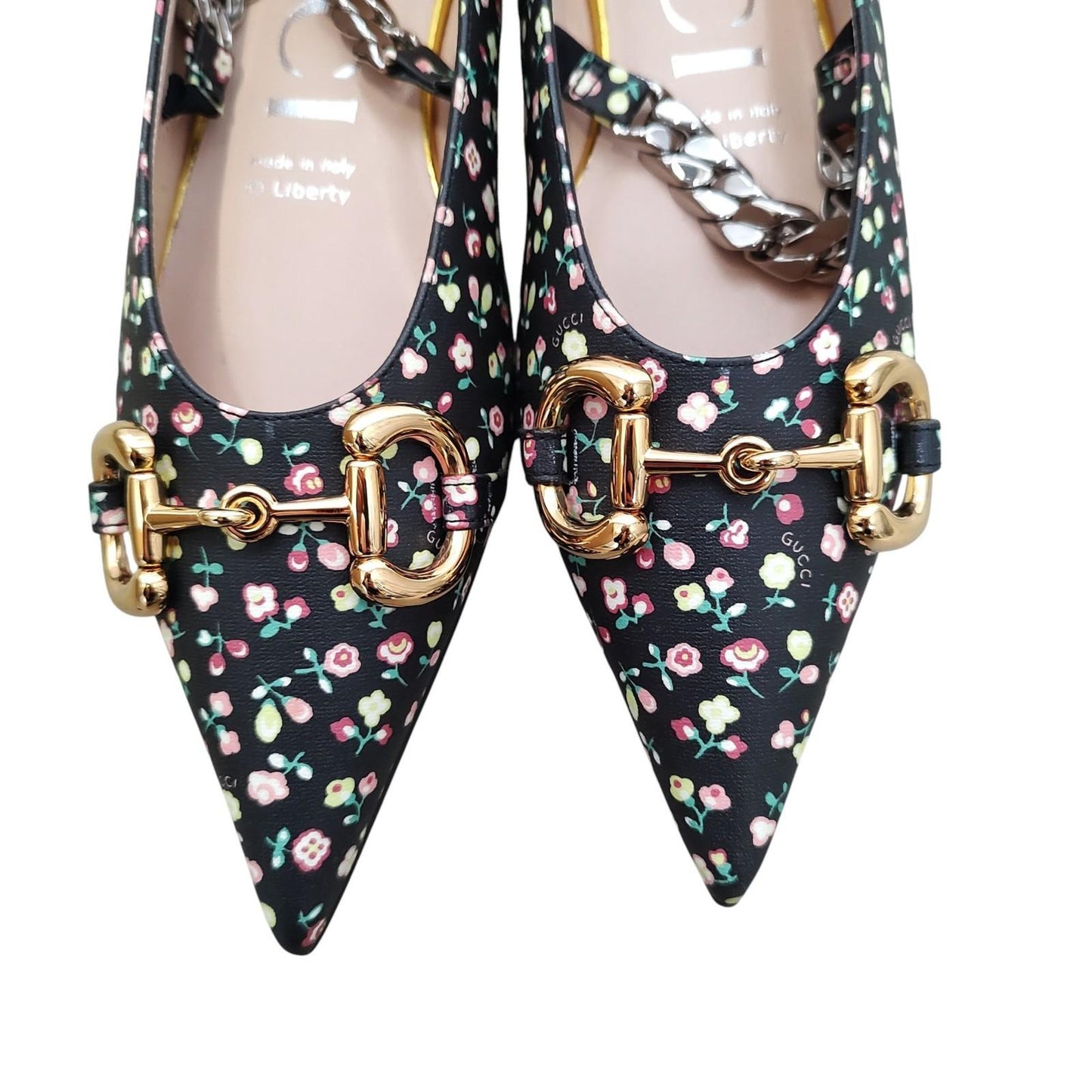 GUCCI Shoes Pumps Heel LIBERTY FLORAL BALLET EU 37.5 US 7.5 Multicolor Authentic