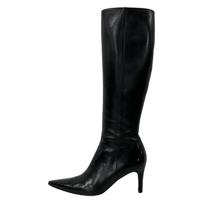 GUCCI Long Boots Shoes EU 36.5 US 6.5 Leather Black Authentic
