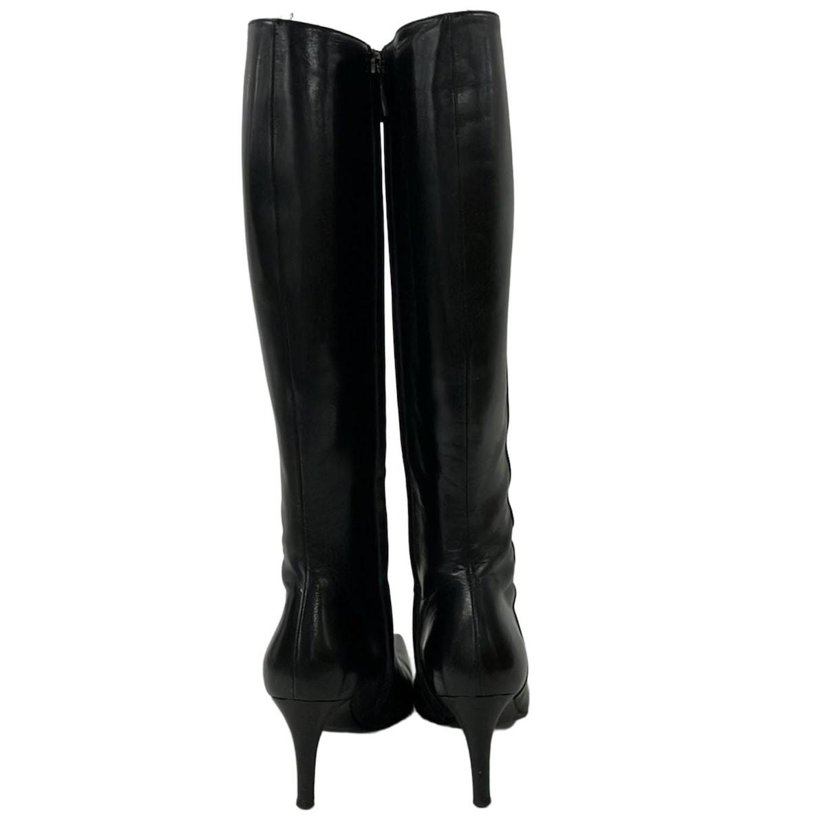 GUCCI Long Boots Shoes EU 36.5 US 6.5 Leather Black Authentic