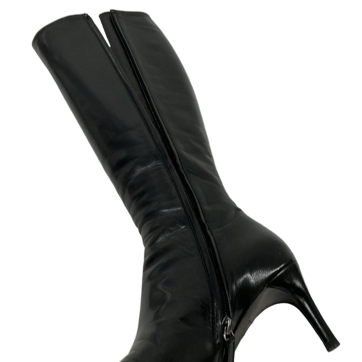 GUCCI Long Boots Shoes EU 36.5 US 6.5 Leather Black Authentic