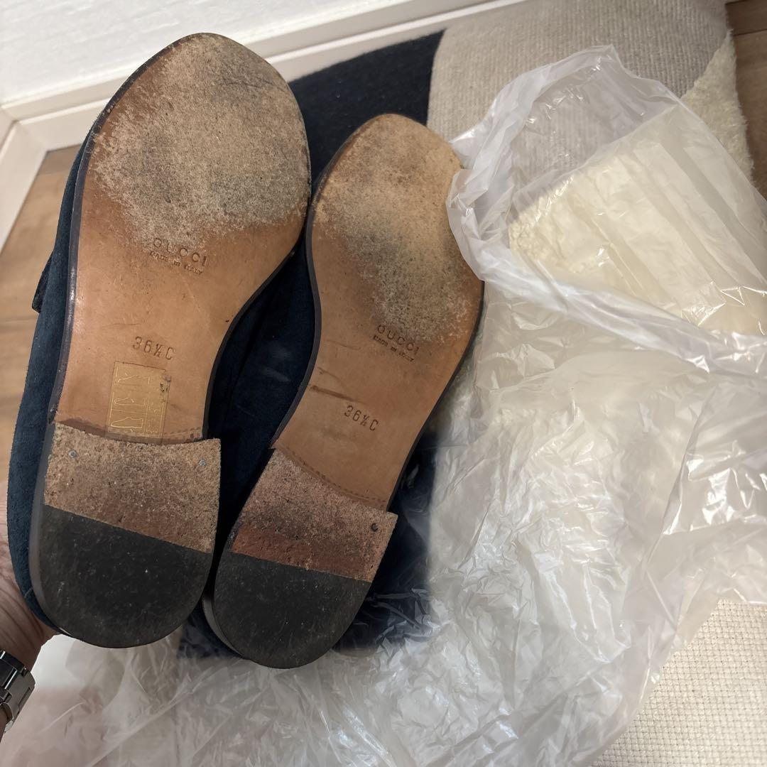 GUCCI Loafers Shoes Horse Bit EU 36 US 6 Suede Navy Authentic