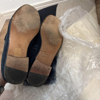 GUCCI Loafers Shoes Horse Bit EU 36 US 6 Suede Navy Authentic