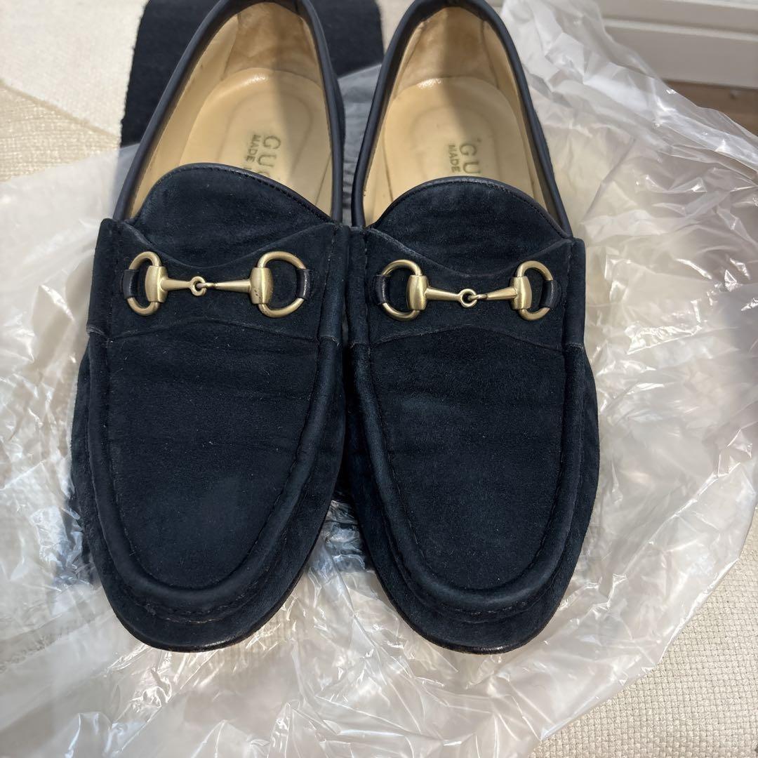 GUCCI Loafers Shoes Horse Bit EU 36 US 6 Suede Navy Authentic