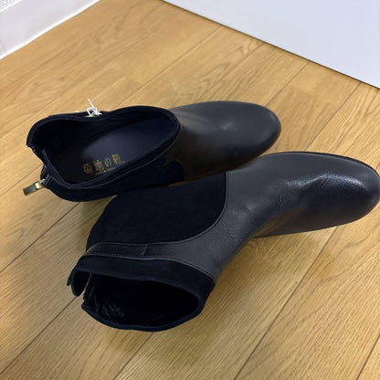 GUCCI Short Boots Shoes EU 36.5 US 6.5 Leather Suede Black Authentic