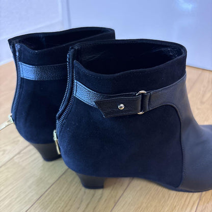 GUCCI Short Boots Shoes EU 36.5 US 6.5 Leather Suede Black Authentic