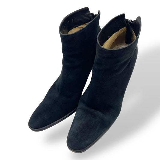 GUCCI Short Boots Bootie Shoes EU 37 US 7 Suede Leather Black Authentic