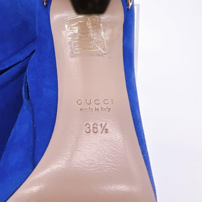 GUCCI Short Boots Shoes EU 38 US 8 Suede Blue Authentic
