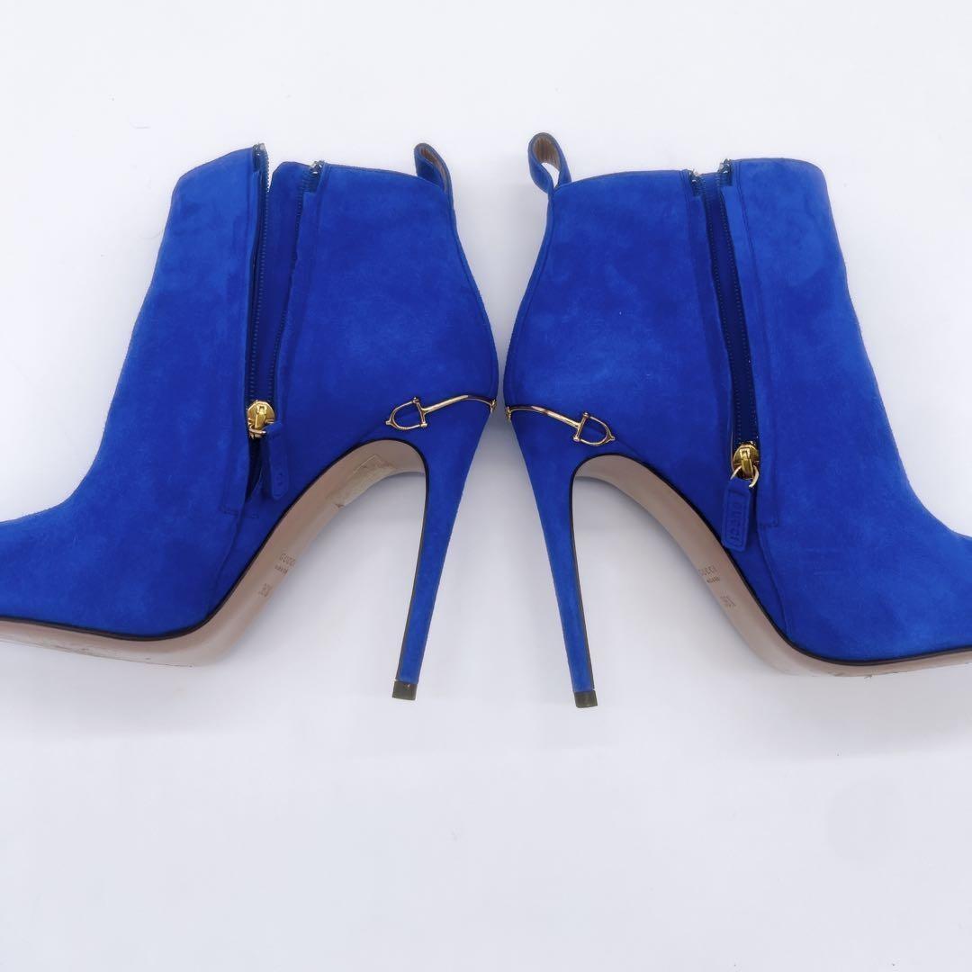 GUCCI Short Boots Shoes EU 38 US 8 Suede Blue Authentic