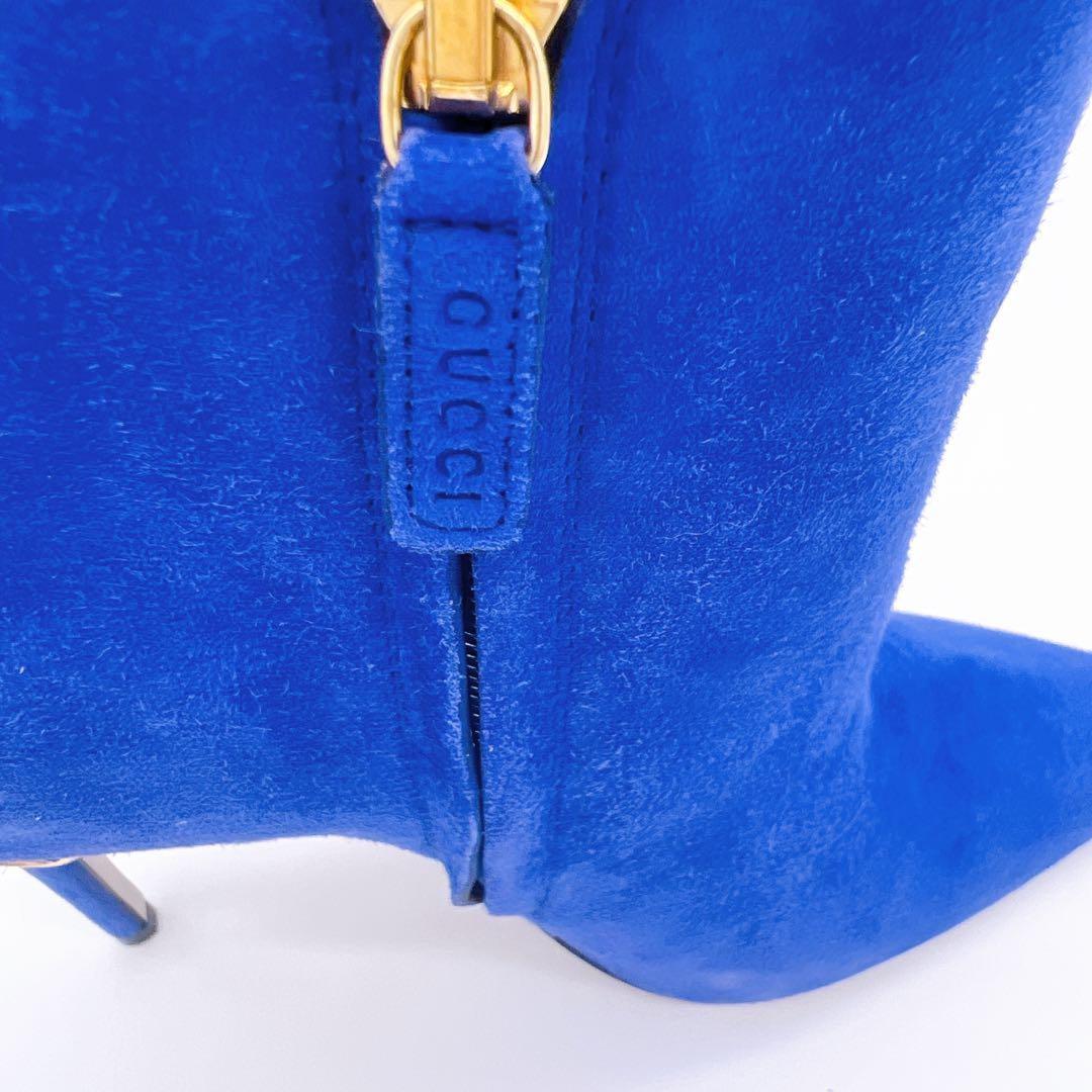 GUCCI Short Boots Shoes EU 38 US 8 Suede Blue Authentic