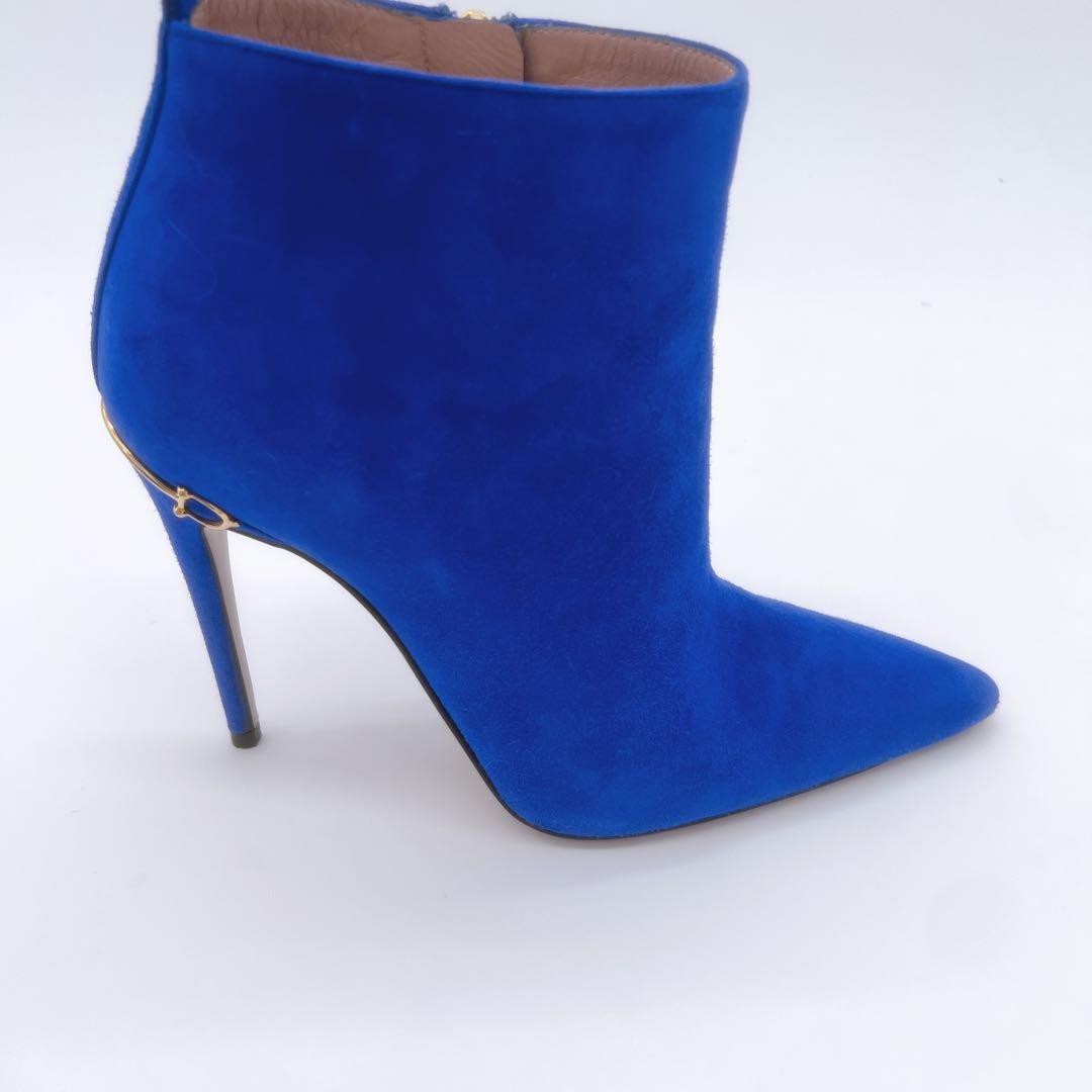 GUCCI Short Boots Shoes EU 38 US 8 Suede Blue Authentic