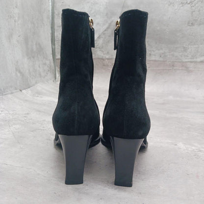 GUCCI Short Boots Shoes EU 36 US 6 Suede Black Authentic